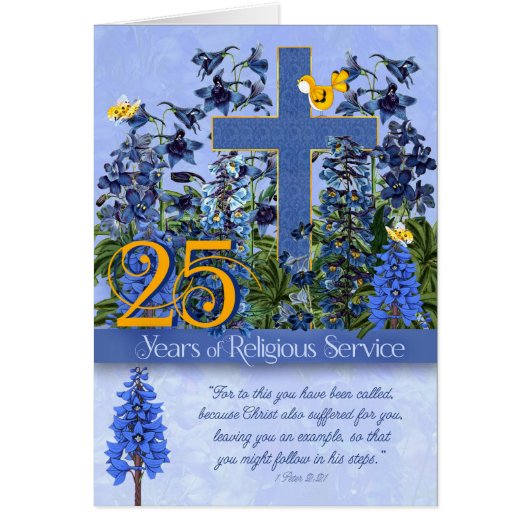 25 jaar Religieuze Service Larkspur Scripture (Voorkant)