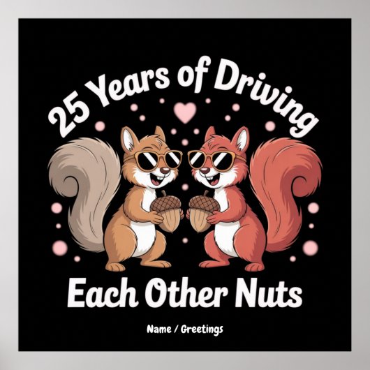 25 jaar rijden met elkaar gek grappig koppel poster (Voorkant)