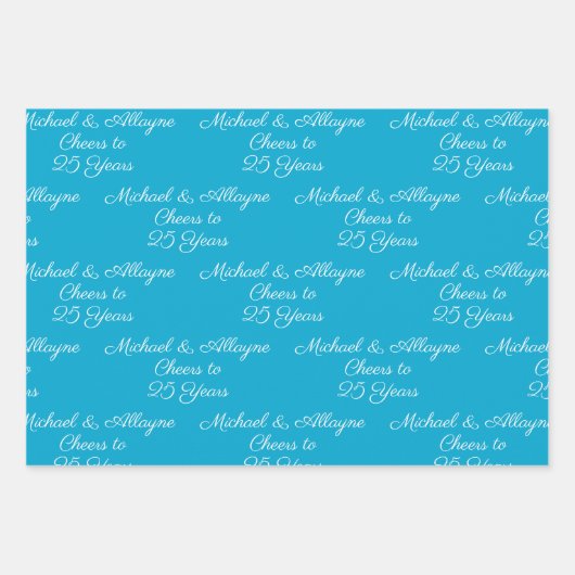 25 jaar Royal Blue 25th Jubileum Inpakpapier Vel (Voorkant 3)