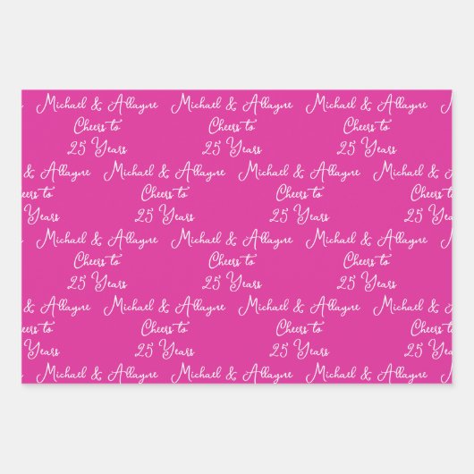 25 jaar roze lavendel 25e Jubileum Inpakpapier Vel (Voorkant)