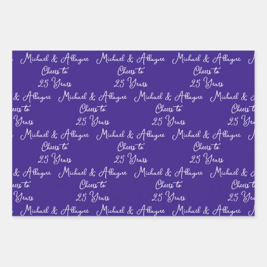 25 jaar Roze Magenta 25ste Jubileum Inpakpapier Vel (Voorkant)