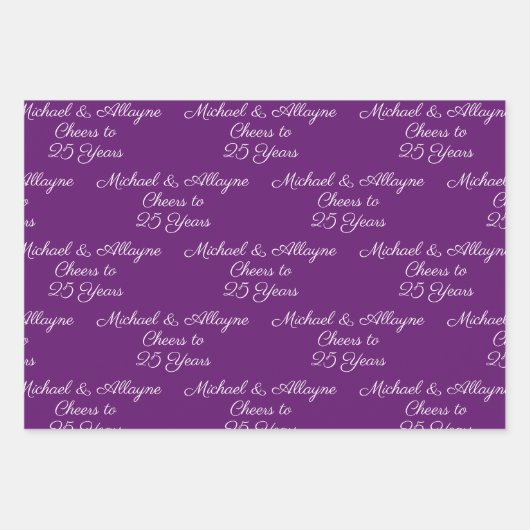 25 jaar Roze Magenta 25ste Jubileum Inpakpapier Vel (Voorkant 3)