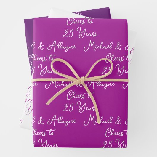 25 jaar Roze Magenta 25ste Jubileum Inpakpapier Vel (In situ)