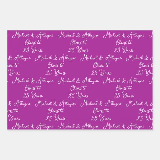 25 jaar Roze Magenta 25ste Jubileum Inpakpapier Vel (Voorkant)