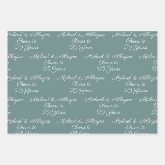 25 jaar Sage Green 25e Jubileum Inpakpapier Vel (Voorkant 3)