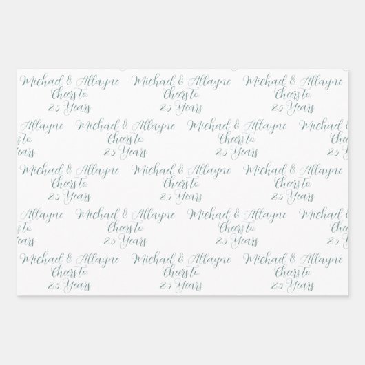 25 jaar Sage Green 25e Jubileum Inpakpapier Vel (Voorkant 2)