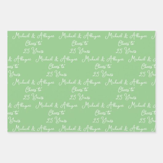 25 jaar Sage Green 25e Jubileum Inpakpapier Vel (Voorkant)