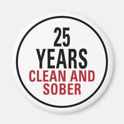 25 jaar Schone en Sober Magneet (Voorkant)