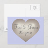 25 jaar Silver Fade Heart Silver Anniversary Briefkaart (Voorkant / Achterkant)