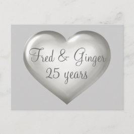 25 jaar Silver Glass en White Heart Jubileum Aankondigingskaart