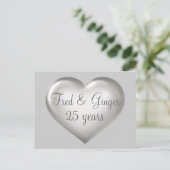25 jaar Silver Glass en White Heart Jubileum Aankondigingskaart (Staand voorkant)