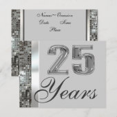 25 jaar Silver Jubileum Elegant Invitation Kaart (Voorkant / Achterkant)