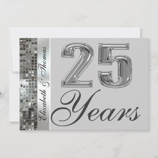 25 jaar Silver Jubileum Elegant Invitation Kaart (Voorkant)