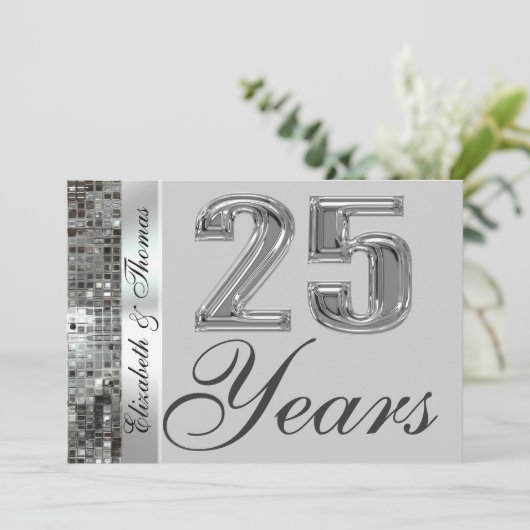 25 jaar Silver Jubileum Elegant Invitation Kaart (Staand voorkant)