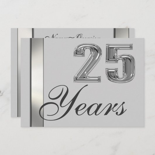 25 jaar Silver Jubileum Elegant Invitation Kaart (Voorkant / Achterkant)