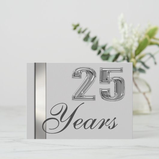 25 jaar Silver Jubileum Elegant Invitation Kaart (Staand voorkant)