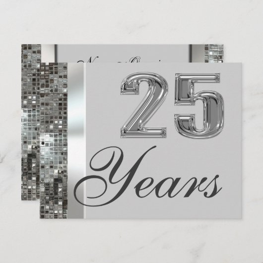 25 jaar Silver Jubileum Elegant Uitnodiging (Voorkant / Achterkant)