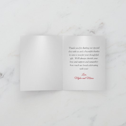 25 jaar Silver Jubileum Hartelijk dank Bedankkaart (Binnen)