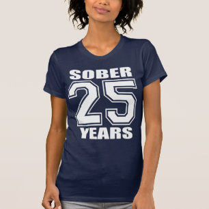 25 jaar Sober White op donker T-shirt