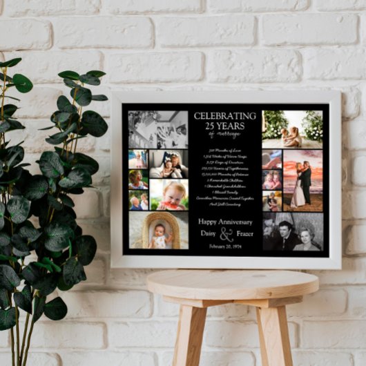 25 jaar trouwdag fotocollage bewerkbaar poster