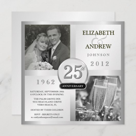 25 jaar trouwfeest - Foto uitnodigingen (Voorkant / Achterkant)