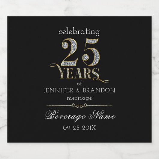 25 jaar typografie trouwdag bier etiket (Enkel label)