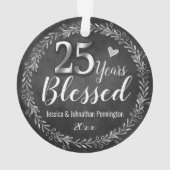 25 jaar verbrijzelde bruiloft Jubileum Ornament (achterkant)