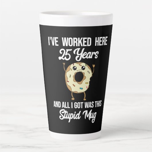 25 Jaar Werken Jubileum Waarderingsmok Latte Mok (Voorkant)