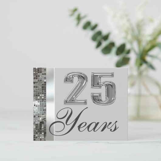 25 Jaar Zilveren Bruiloft Elegante Uitnodiging (Staand voorkant)