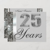 25 Jaar Zilveren Bruiloft Elegante Uitnodiging (Voorkant / Achterkant)