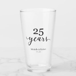 25 Jaar Zilveren bruiloft Jubileum Elegant Glas