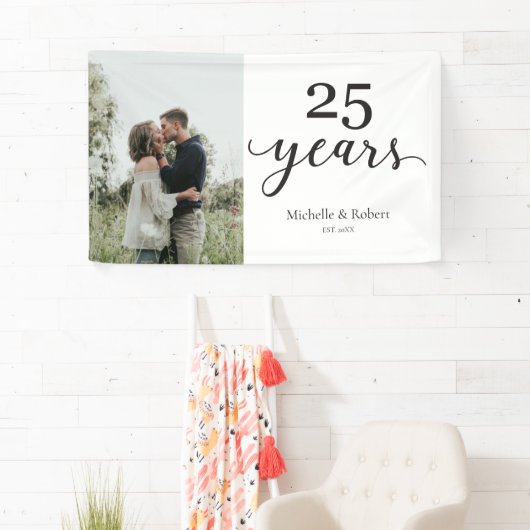 25 Jaar Zilveren bruiloft Jubileum Elegant Spandoek (Insitu)