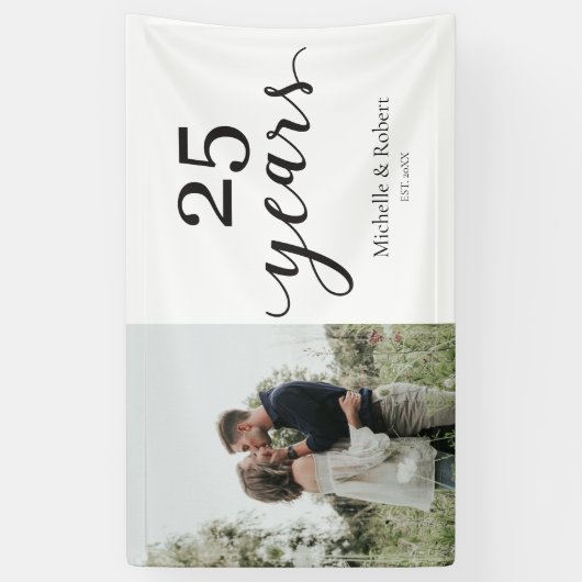 25 Jaar Zilveren bruiloft Jubileum Elegant Spandoek (Verticaal)