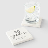 25 Jaar Zilveren bruiloft Jubileum Elegant Stenen Onderzetter (Zijkant)