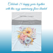 25 jaar zilveren jubileum bloemen blauw fleece deken