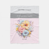 25 jaar zilveren jubileum bloemen roze fleece deken (Voorkant)