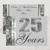 25 Jaar Zilveren Jubileum Elegante Uitnodiging (Voorkant / Achterkant)