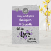 25 jaar zilveren jubileum Happy Years paarse Kaart (Gele Bloem)