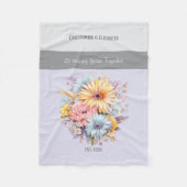 25 jaar zilveren jubileumbloemen paarse fleece deken (Voorkant)