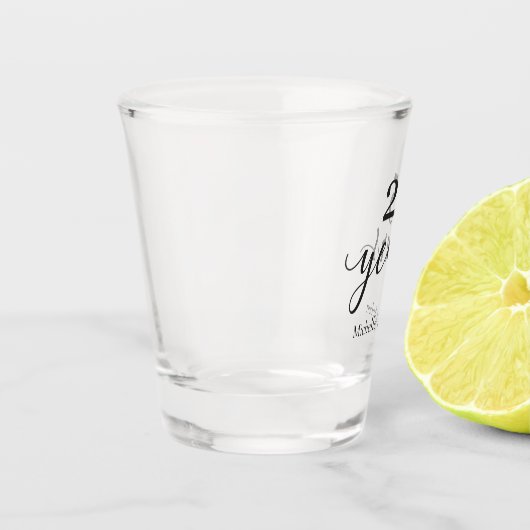 25 jaar Zilveren trouwdag Elegant Shot Glas (Links)