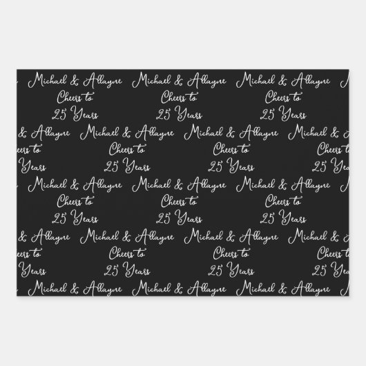 25 jaar zwart-wit 25e Jubileum Inpakpapier Vel (Voorkant)