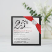 25-jarig Huwelijksjubileum - Elegante Uitnodiginge Kaart (Staand voorkant)