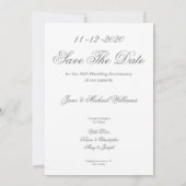 25-jarig Huwelijksjubileum Jubileum 2020 Chic Zilv Save The Date (Achterkant)