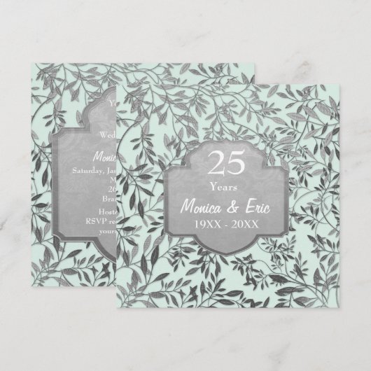 25-jarig huwelijksjubileum Leaves of Silver Kaart (Voorkant / Achterkant)