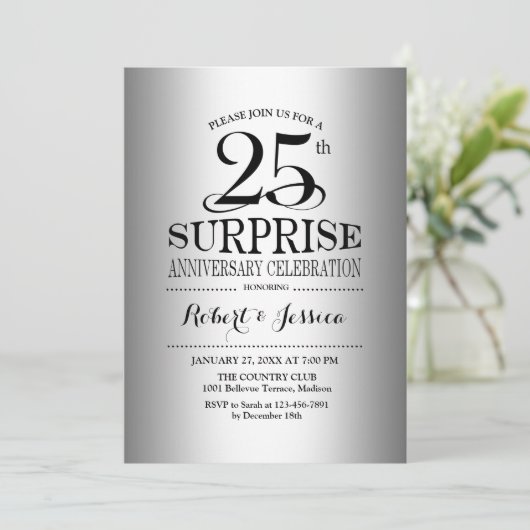 25-jarig huwelijksjubileum verrassen - Zilver Kaart (Staand voorkant)