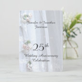 25-jarig huwelijksjubileumfeest, Kanten vintage Kaart (Staand voorkant)