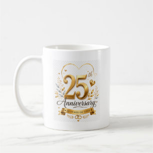 25-jarig jubileum 25 jaar liefde goud design koffiemok