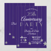 25-jarig Jubileum Aangepast Evenement Paarse Zilve Kaart (Voorkant / Achterkant)