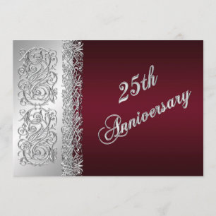25-jarig jubileum Burgundy, uitnodiging met zilver