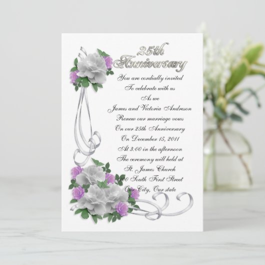 25-jarig jubileum gelofte vernieuwing elegante wit kaart (Staand voorkant)